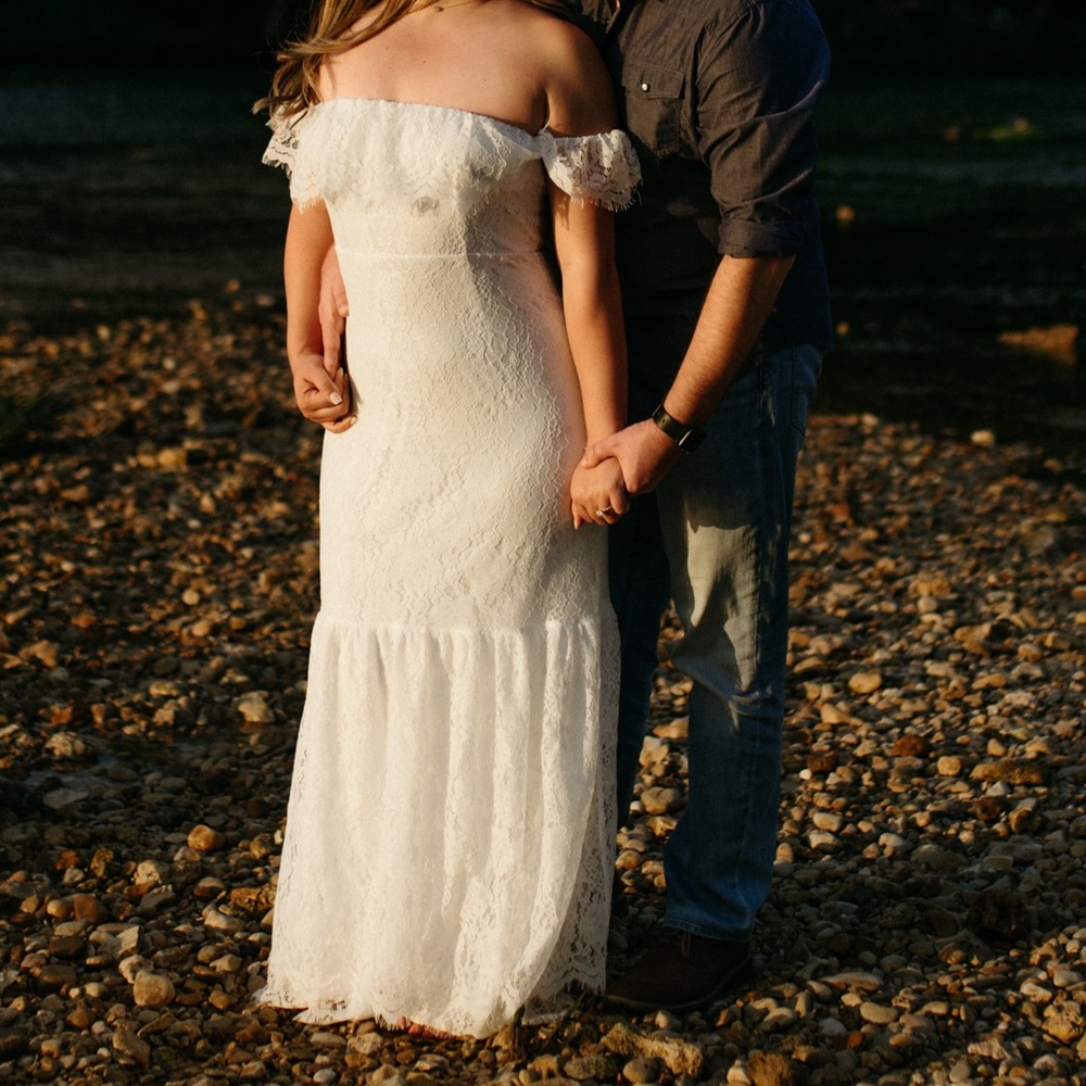 Lulus Weddings Mermaid Lace off the Shoulder Gown